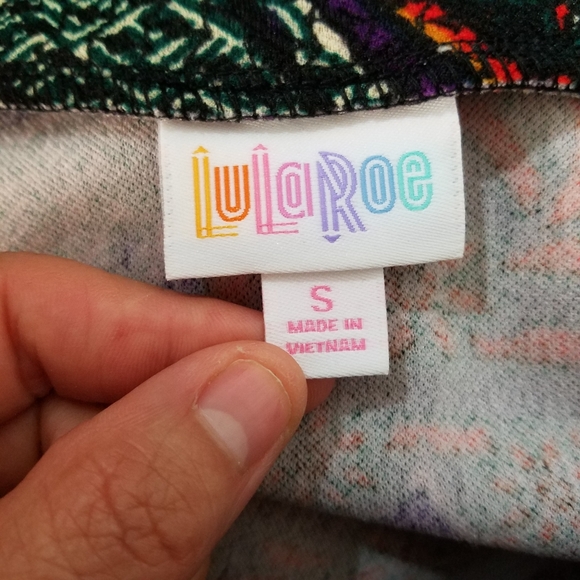 Lularoe Cassie pencil skirt. It’s a bright, multi-color red, purple, green.... S - Picture 2 of 3